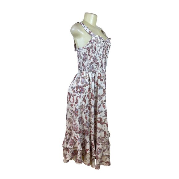 Grace Karin Womens White Floral Smocked Midi Dress With Ruffle Hem Size M - Picture 2 of 8